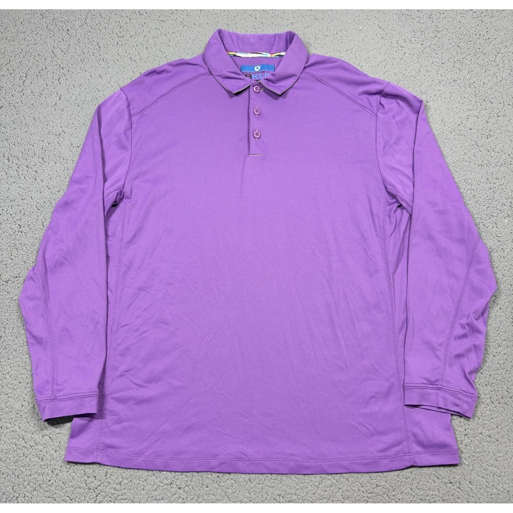 IBKUL Polo Shirt Mens Large Purple Long Sleeve IceFil UPF 50 Golf Performance